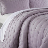 Chic Home Chyle Quilt Set Tufted Cross Stitched Design Bedding Lavender