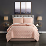 Chic Home Chyle Quilt Set Tufted Cross Stitched Design Bed In A Bag Blush
