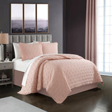 Chic Home Chyle Quilt Set Tufted Cross Stitched Design Bedding Blush