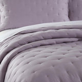 Chic Home Chyle Quilt Set Tufted Cross Stitched Design Bedding Lavender