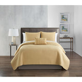 Hayden Quilt Set Striped Box Stitched Design Bed In A Bag Sand