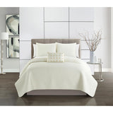 Hayden Quilt Set Striped Box Stitched Design Bed In A Bag Beige