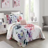 Chic Home Monte Palace Reversible Quilt Set Floral Watercolor Design Bed In A Bag Bedding - Sheet Set Decorative Pillow Shams Included - 8 Piece - Multi