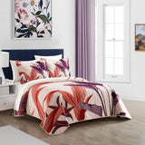 Chic Home Trident Quilt Set Contemporary Large Scale Floral Print Design Bedding - Pillow Shams Included - 3 Piece - Pink