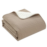 Chic Home St Paul Quilt Set Contemporary Striped Design Sherpa Lined Bedding - Pillow Shams Included - 3 Piece - Taupe