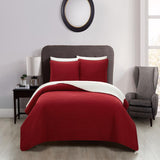 Chic Home St Paul Quilt Set Contemporary Striped Design Sherpa Lined Bedding - Pillow Shams Included - 3 Piece - Wine