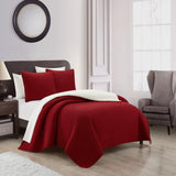 Chic Home St Paul Quilt Set Contemporary Striped Design Sherpa Lined Bedding - Pillow Shams Included - 3 Piece - Wine