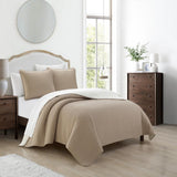 Chic Home St Paul Quilt Set Contemporary Striped Design Sherpa Lined Bedding - Pillow Shams Included - 3 Piece - Taupe