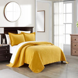 Chic Home Austin Cotton Blend Quilt Set Stone Washed Textured Floral Pattern Bedding - Pillow Shams Included - 3 Piece - Mustard