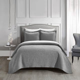 Chic Home Austin Cotton Blend Quilt Set Stone Washed Textured Floral Pattern Bed In A Bag Bedding - Sheets Pillowcases Pillow Shams Included - 7 Piece - Grey
