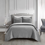Chic Home Austin Cotton Blend Quilt Set Stone Washed Textured Floral Pattern Bedding - Pillow Shams Included - 3 Piece - Grey