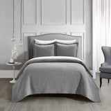 Chic Home Austin Cotton Blend Quilt Set Stone Washed Textured Floral Pattern Bedding - Pillow Shams Included - 3 Piece - Grey