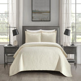 Chic Home Austin Cotton Blend Quilt Set Stone Washed Textured Floral Pattern Bedding - Pillow Shams Included - 3 Piece - Beige
