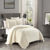 Chic Home Austin Cotton Blend Quilt Set Stone Washed Textured Floral Pattern Bedding - Pillow Shams Included - 3 Piece - Beige