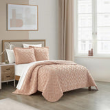 Chic Home Cody Cotton Quilt Set Clip Jacquard Geometric Pattern Bed In A Bag Bedding -Sheets Pillowcases Pillow Shams Included - 7 Piece - Dusty Rose