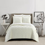 Chic Home Cody Cotton Quilt Set Clip Jacquard Geometric Pattern Bedding - Pillow Shams Included - 3 Piece - Beige