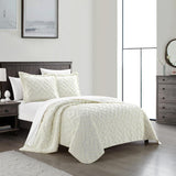 Chic Home Cody Cotton Quilt Set Clip Jacquard Geometric Pattern Bedding - Pillow Shams Included - 3 Piece - Beige