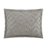 Chic Home Cody Cotton Quilt Set Clip Jacquard Geometric Pattern Bed In A Bag Bedding -Sheets Pillowcases Pillow Shams Included - 7 Piece - Grey