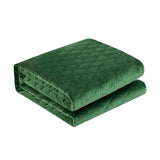 Chic Home Wafa Velvet Quilt Set Diamond Stitched Pattern Bed In A Bag Bedding - Sheets Pillowcases Pillow Shams Included - 7 Piece - Green