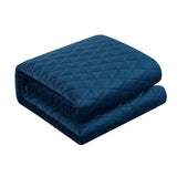 Chic Home Wafa Velvet Quilt Set Diamond Stitched Pattern Bedding - Pillow Shams Included - 3 Piece - Blue