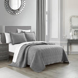 Chic Home Marling Quilt Set Contemporary Geometric Diamond Pattern Bedding - Pillow Shams Included - 3 Piece - Grey