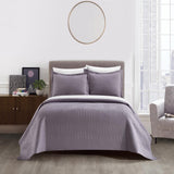 Chic Home Ridge Quilt Set Contemporary Y-Shaped Geometric Pattern Bedding - Pillow Shams Included - 3 Piece - Purple