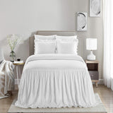 Chic Home Ashford Quilt Set Crinkle Crush Ruffled Drop Design Bedding - Pillow Shams Included - 3 Piece - White