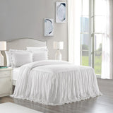 Chic Home Ashford Quilt Set Crinkle Crush Ruffled Drop Design Bedding - Pillow Shams Included - 3 Piece - White