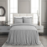 Chic Home Ashford Quilt Set Crinkle Crush Ruffled Drop Design Bedding - Pillow Shams Included - 3 Piece - Grey
