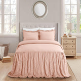 Chic Home Ashford Quilt Set Crinkle Crush Ruffled Drop Design Bed In A Bag Bedding - Sheets Pillowcases Pillow Shams Included - 7 Piece - Blush