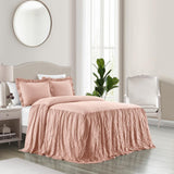 Chic Home Ashford Quilt Set Crinkle Crush Ruffled Drop Design Bed In A Bag Bedding - Sheets Pillowcases Pillow Shams Included - 7 Piece - Blush