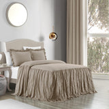 Chic Home Ashford Quilt Set Crinkle Crush Ruffled Drop Design Bed In A Bag Bedding - Sheets Pillowcases Pillow Shams Included - 7 Piece - Taupe