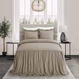 Chic Home Ashford Quilt Set Crinkle Crush Ruffled Drop Design Bedding - Pillow Shams Included - 3 Piece - Taupe