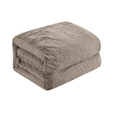 Chic Home Ashford Quilt Set Crinkle Crush Ruffled Drop Design Bedding - Pillow Shams Included - 3 Piece - Taupe