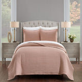 Chic Home Xavier Quilt Set Geometric Square Tile Pattern Bedding - Pillow Shams Included - 3 Piece - Rose