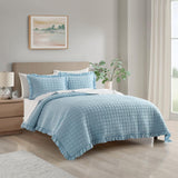 Chic Home Revel 7 Pieces Quilt Set, Diamond Stitched Crinkle Crush, Bedding Quilts Blue