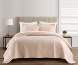 Chic Home Sianna 3 Pieces Quilt Set, Contemporary Geometric Diagonal Stripe Design, Bedding Quilts Blush Pink