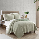 Chic Home Sianna 7 Piece Quilt Set, Contemporary Geometric Diagonal Stripe Design, Bedding Quilts Green