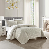 Chic Home Nyla 7 Pieces Quilt Set, Contemporary Geometric Hexagon Pattern, Bedding Quilts Beige