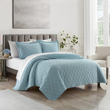 Chic Home Nyla 7 Pieces Quilt Set, Contemporary Geometric Hexagon Pattern, Bedding Quilts Blue