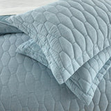 Chic Home Nyla 3 Pieces Quilt Set, Contemporary Geometric Hexagon Pattern, Bedding Quilts Blue