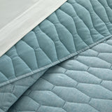Chic Home Nyla 3 Pieces Quilt Set, Contemporary Geometric Hexagon Pattern, Bedding Quilts Blue