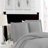 RT Designers Collection Bella 3pc Pinsonic Premium Quality All Year Round Quilt Set for Revitalize Bedroom with Silver