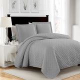 RT Designers Collection Bella 3pc Pinsonic Premium Quality All Year Round Quilt Set for Revitalize Bedroom with Silver