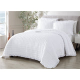RT Designers Collection Bolla Ruff 3 Pieces Washed Lightweight Quilts Set For Bedding White