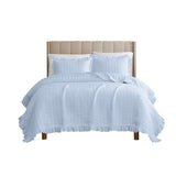 RT Designers Collection Belina 3 Pieces Washed Stitched Lightweight Quilts Set For Bedding White