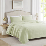 RT Designers Collection Caitlyn 3 Pieces Washed Pinsonic Lightweight Quilts Set For Bedding Sage
