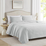 RT Designers Collection Caitlyn 3 Pieces Washed Pinsonic Lightweight Quilts Set For Bedding Silver