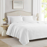 RT Designers Collection Caitlyn 3 Pieces Washed Pinsonic Lightweight Quilts Set For Bedding White
