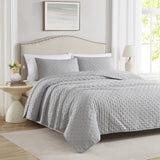 RT Designers Collection Cayla 3 Pieces Washed Pinsonic Lightweight Quilts Set For Bedding Grey